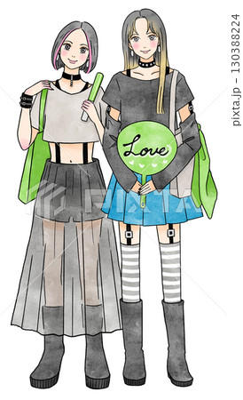推し活をする若い女性二人のイラスト 推し活をする若い女性二人のイラスト 130388224