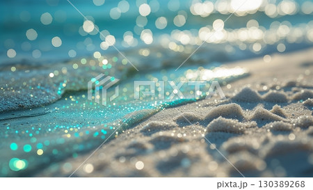 煌めく砂浜とエメラルドの海が織りなす夏の幻想 130389268