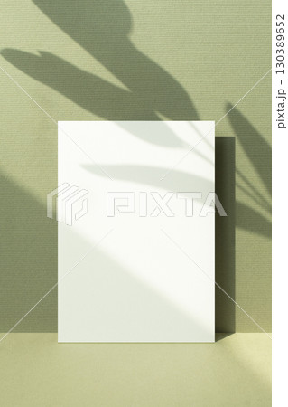 Card mockup with autumn color background and plant shadow Card mockup with autumn color background and plant shadow 130389652