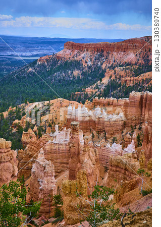 Bryce Canyon Hoodoos and Red Rock Formations with Forest at Sunrise Point Utah 130389740