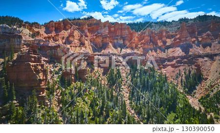 Aerial Red Rock Formations Pine Forest and Rugged Landscape Dixie National Forest 130390050