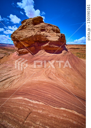 Wave Sandstone Striations Beehive Trail Motion Perspective Low Angle View 130390161