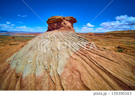 Sandstone Rock Formation and Desert Landscape Beehive Trail Arizona Low Angle 130390163