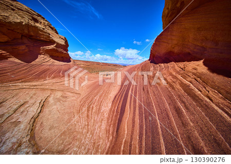 Sandstone Wave Formations Motion in Paria Canyon Low Eye Level Perspective Sandstone Wave Formations Motion in Paria Canyon Low Eye Level Perspective 130390276