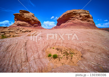 Red Rock Formations and Swirling Sandstone Patterns Desert Foreground Eye Level 130390306