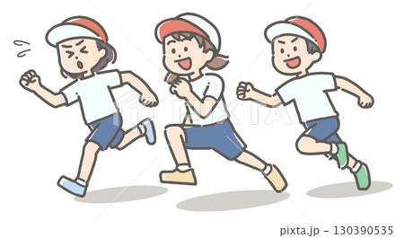 運動会で走る子供たちのイラスト 運動会で走る子供たちのイラスト 130390535