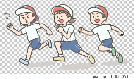運動会で走る子供たちのイラスト 運動会で走る子供たちのイラスト 130390535