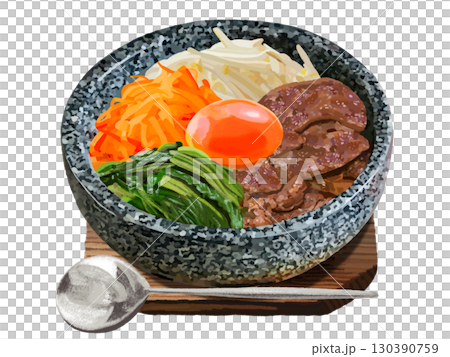 Stone-grilled bibimbap (with trivet and spoon) 130390759