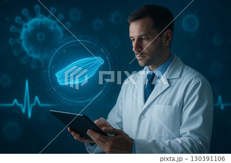 AI generated image of a doctor examining smooth muscle hologram with advanced digital healthcare technology and futuristic medical interface in a clean sci fi environment AI generated image of a doctor examining smooth muscle hologram with advanced digital healthcare technology and futuristic medical interface in a clean sci fi environment 130391106