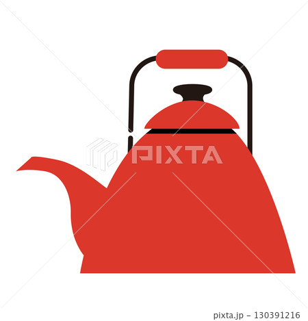 赤いオシャレなやかんのイラスト素材 130391216