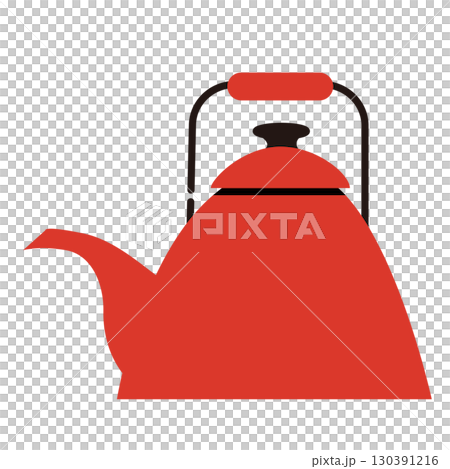 赤いオシャレなやかんのイラスト素材 130391216