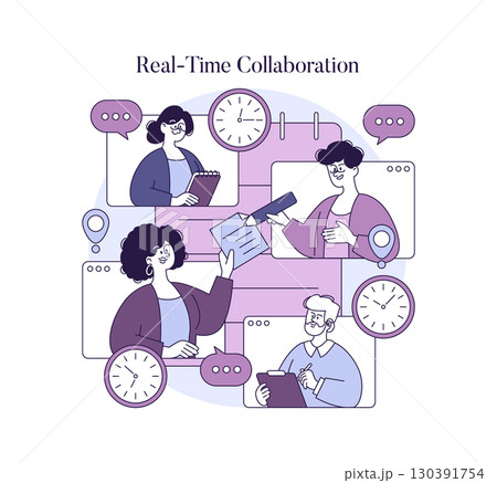 Vector illustration of a team engaged in...のイラスト素材 [130391754] - PIXTA