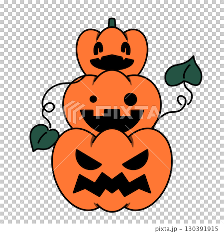 Illustration of a triple-tiered jack-o'-lantern Illustration of a triple-tiered jack-o'-lantern 130391915