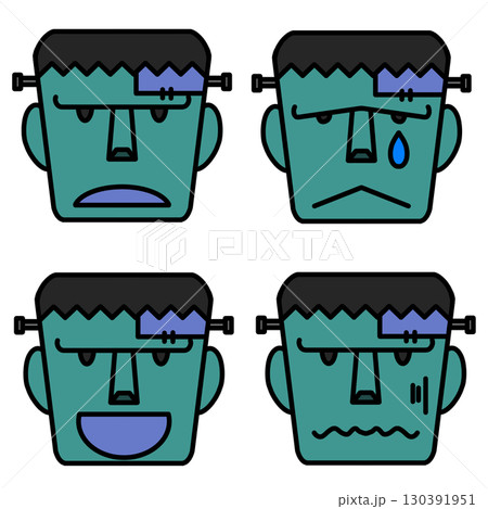 色々な表情のフランケンシュタインのイラストセット 130391951
