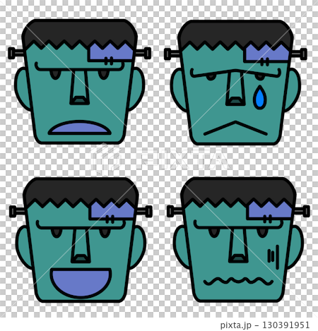色々な表情のフランケンシュタインのイラストセット 130391951