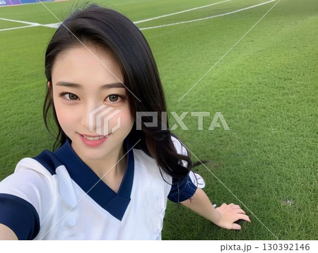 体操着の練習をする女子高校生 体操着の練習をする女子高校生 130392146