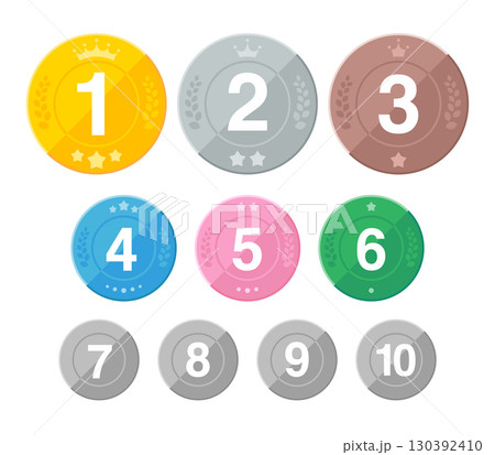 シンプルなメダルデザインのランキングアイコン(丸型) 130392410