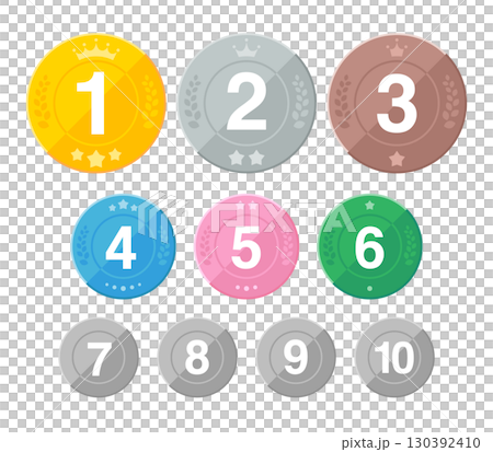 シンプルなメダルデザインのランキングアイコン(丸型) 130392410