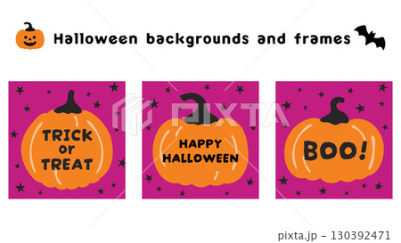 ハロウィンのイラスト素材。あしらいセット ハロウィンのイラスト素材。あしらいセット 130392471