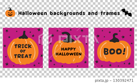 ハロウィンのイラスト素材。あしらいセット ハロウィンのイラスト素材。あしらいセット 130392471