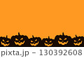 Silhouette characters of dark Halloween pumpkins on copy space orange background for your text, Vector illustration 130392608