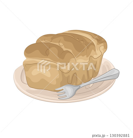 Illustration of Bread on plate 130392881