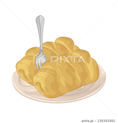 Illustration of Bread on plate 130392882