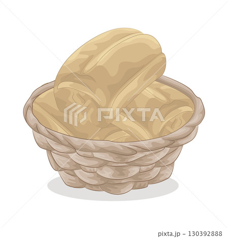 Illustration of Bread in basket 130392888
