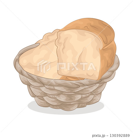 Illustration of Bread in basket Illustration of Bread in basket 130392889