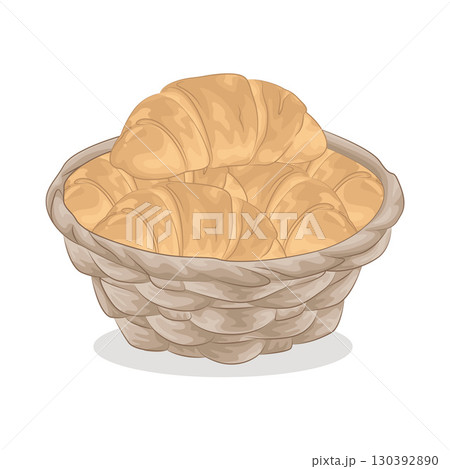 Illustration of Bread in basket 130392890