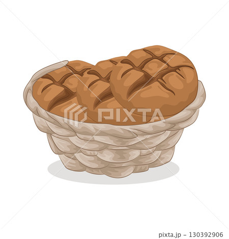 Illustration of Bread in basket Illustration of Bread in basket 130392906
