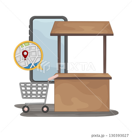 Illustration of Market Stall Illustration of Market Stall 130393027
