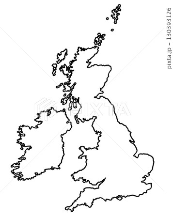 イギリスの地図(白地図)線内透過 イギリスの地図(白地図)線内透過 130393126