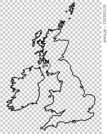 イギリスの地図(白地図)線内透過 イギリスの地図(白地図)線内透過 130393126
