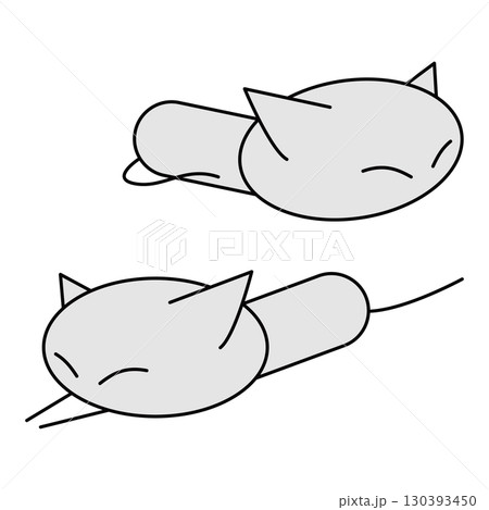 香箱座りと手を伸ばす猫 130393450