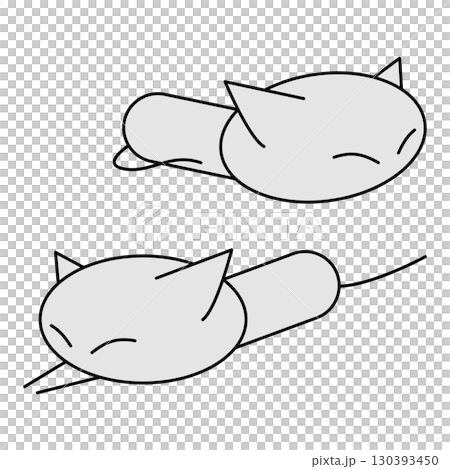 香箱座りと手を伸ばす猫 130393450