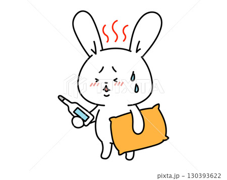 熱が出た！しんどいうさぎさん 130393622