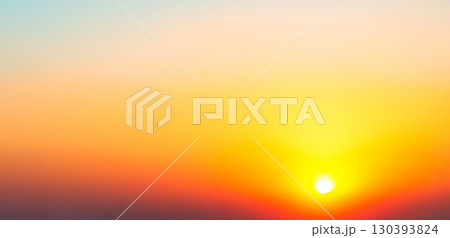 Sunset Sky Overlay Gradient Sunrise Horizon Dawn Background Gold Red Sun Cloud Landscape Skyline Beautiful Evening Warm Light Sunshine Scenic Yellow Oragne Red Sunlight Summer Spring Backdrop Travel. 130393824