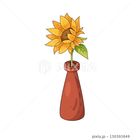 illustration of sunflower vase 130393849