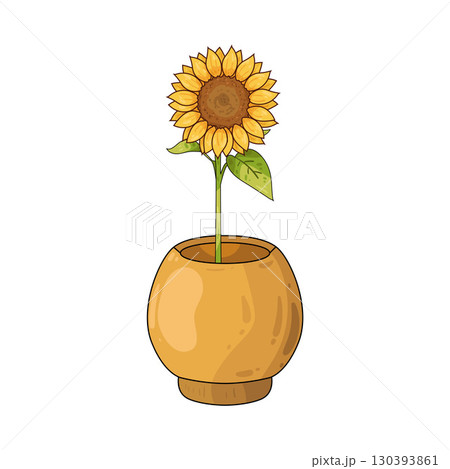 illustration of sunflower vase 130393861