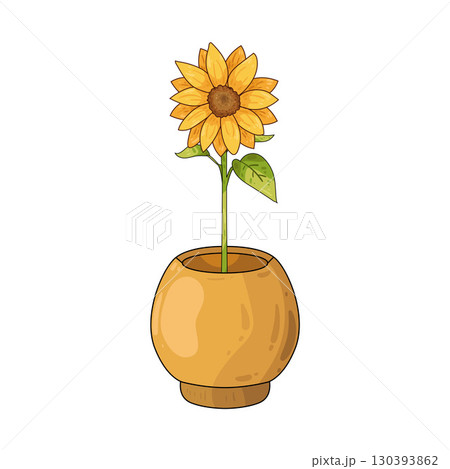 illustration of sunflower vase illustration of sunflower vase 130393862