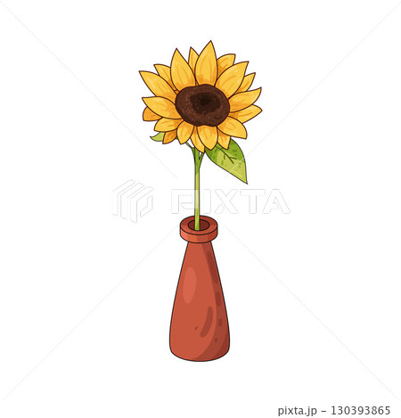 illustration of sunflower vase 130393865