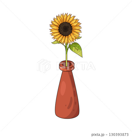 illustration of sunflower vase 130393873
