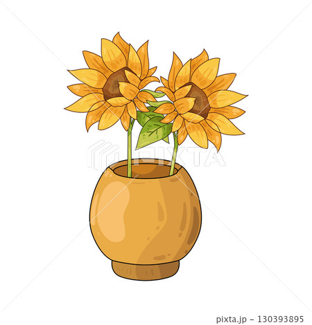 illustration of sunflower vase illustration of sunflower vase 130393895