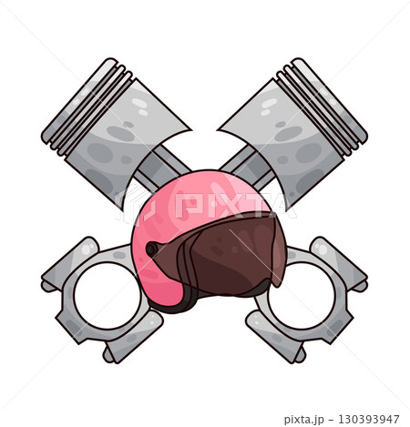 illustration of motorcycle helmet with piston illustration of motorcycle helmet with piston 130393947