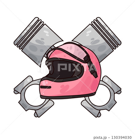 illustration of motorcycle helmet with piston illustration of motorcycle helmet with piston 130394030