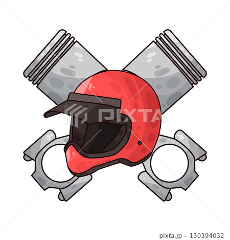 illustration of motorcycle helmet with piston illustration of motorcycle helmet with piston 130394032
