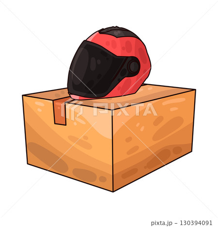 illustration of helmet box packaging illustration of helmet box packaging 130394091