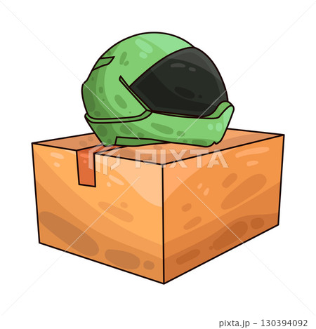 illustration of helmet box packaging illustration of helmet box packaging 130394092