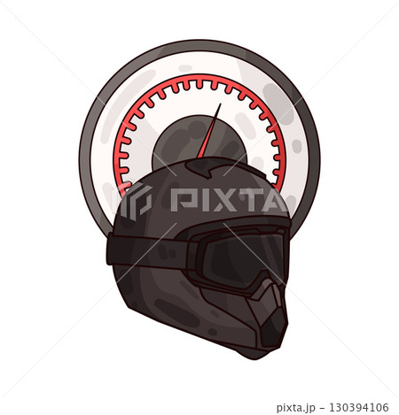 illustration of motorcycle helmet with speedometer illustration of motorcycle helmet with speedometer 130394106